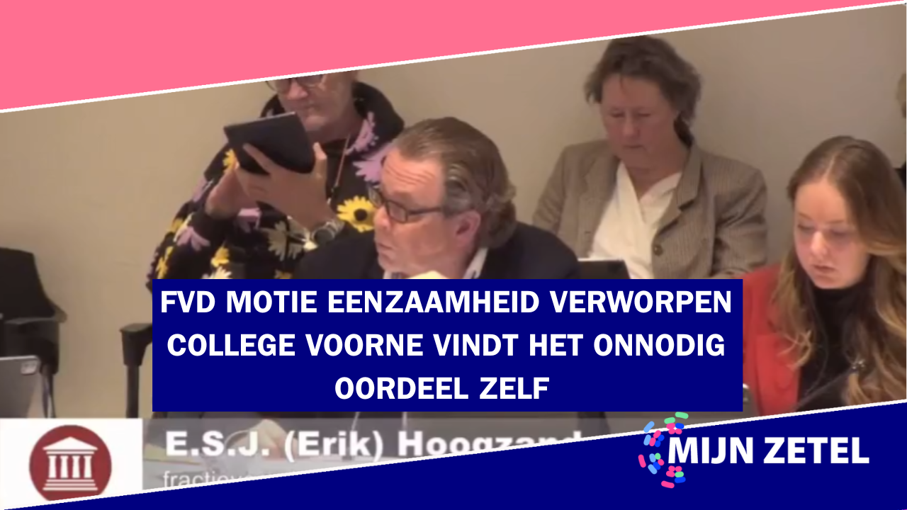 Motie FVD Voorne aan Zee Eenzaamheid aanpakken: Pilot in de Wijk